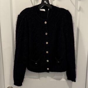 Sandro Black Women's Jacket with Gold Buttons